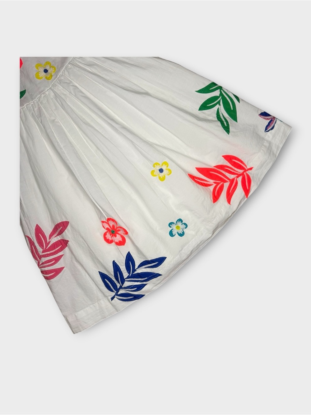 Mini Boden White Embellished Vine Floral Frill Sleeve Tank Dress - Picture 4 of 10